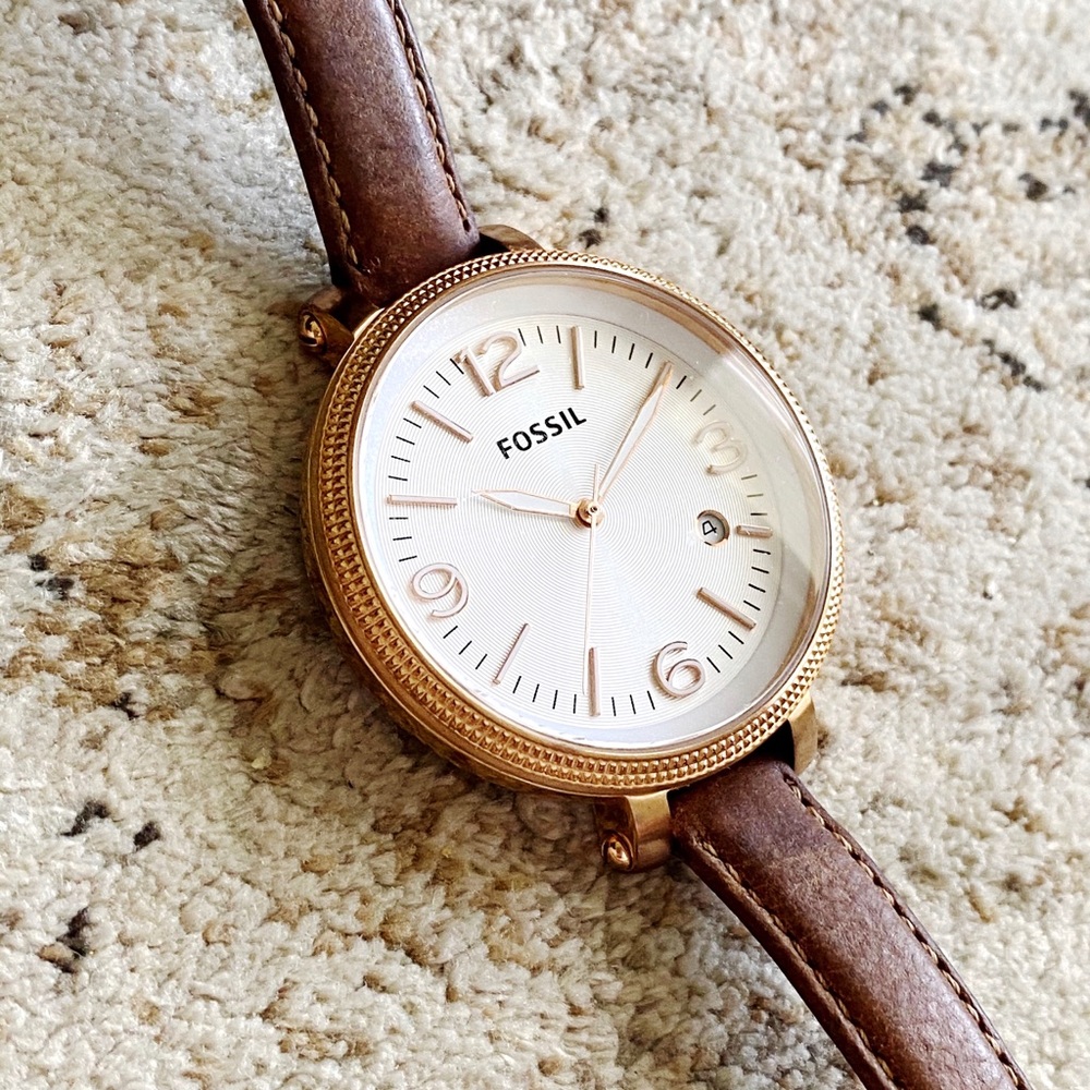 Fossil Heather Rose Gold and Leather Watch